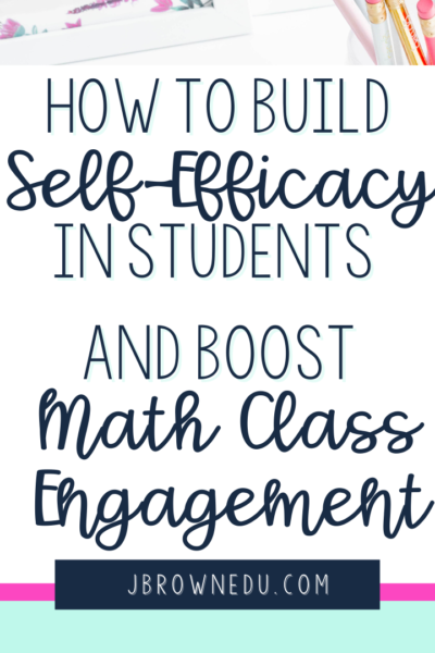 build self-efficacy in students title with a plant and office supplies in the background