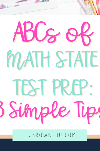 ABCs of math state test prep written on a white square